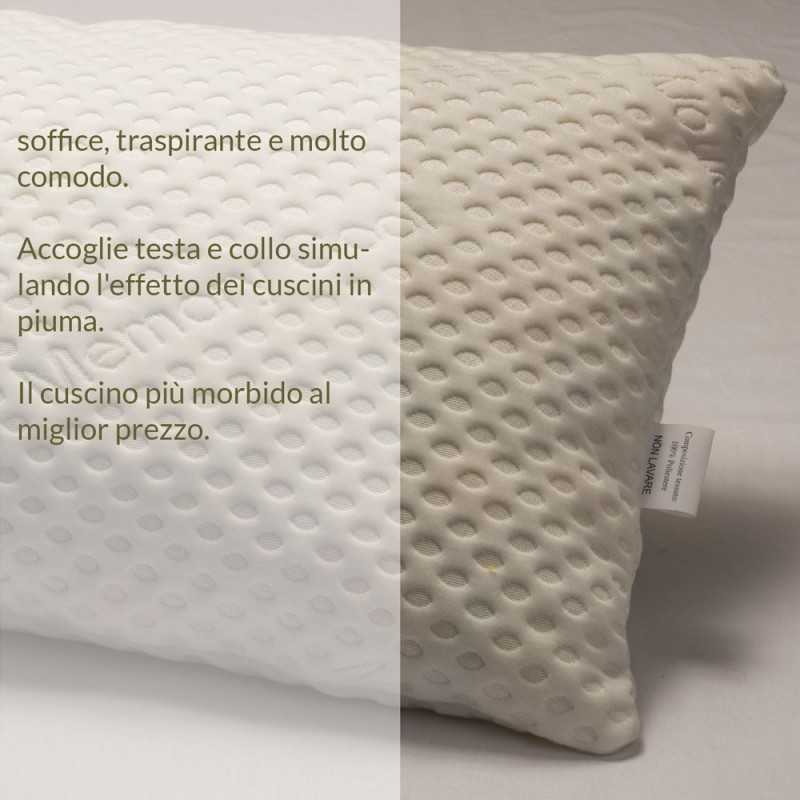 Cuscino memory foam economico con tessuto cotone anallergico soffice e alto  15 cm - Fiocco memory